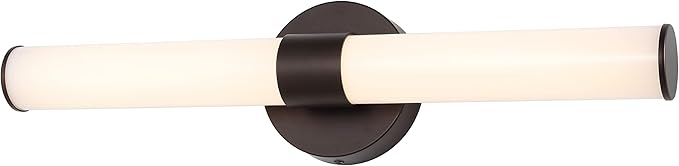 JONATHAN Y 20" Oil Rubbed Bronze/White Integrated LED Vanity Light, Mid-Century Modern Iron Sconce with Frosted Acrylic Shade, Dimmable Bathroom Light Fixture for Mirror, 3000K (JYL7119C)
