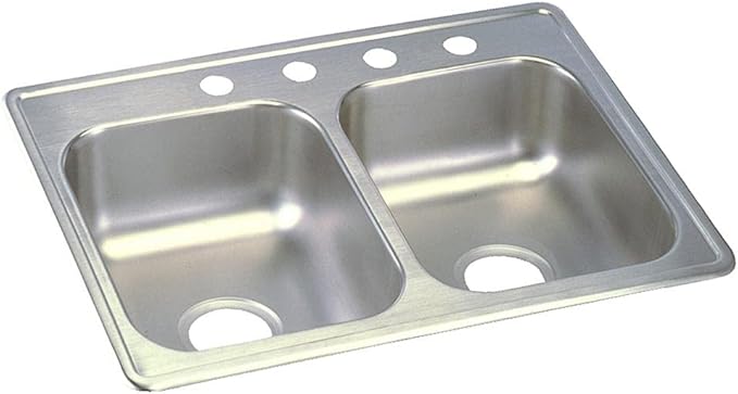 Elkay Dayton D225194 Equal Double Bowl Drop-in Sink, 25 x 19 x 6.5, Stainless Steel