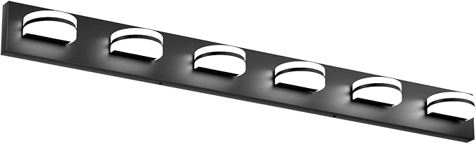 Aipsun 6 Lights Modern Black Vanity Light Up and Down Black LED Vanity Light Fixtures Bathroom Wall Light Over Mirror 6000K