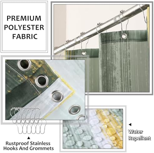 XLHOMO Bathroom Set - Sage Green Bathroom Accessories Set, Bathroom Sets with Shower Curtain and Rugs, Sage Green Shower Curtain Set with Bathroom Trash Can, Soap Dispenser, Soap Dish for Home Decor