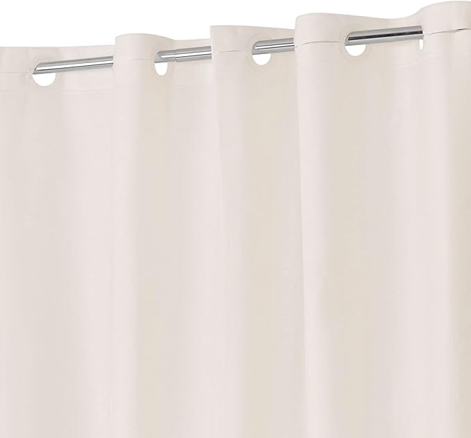 No Hook PEVA Shower Curtain or Liner, Standard Size 71 x 74, Beige | 8G Heavy Duty, Beige Bathroom Shower Curtain, No Hooks Required, Waterproof Plastic & PVC Free