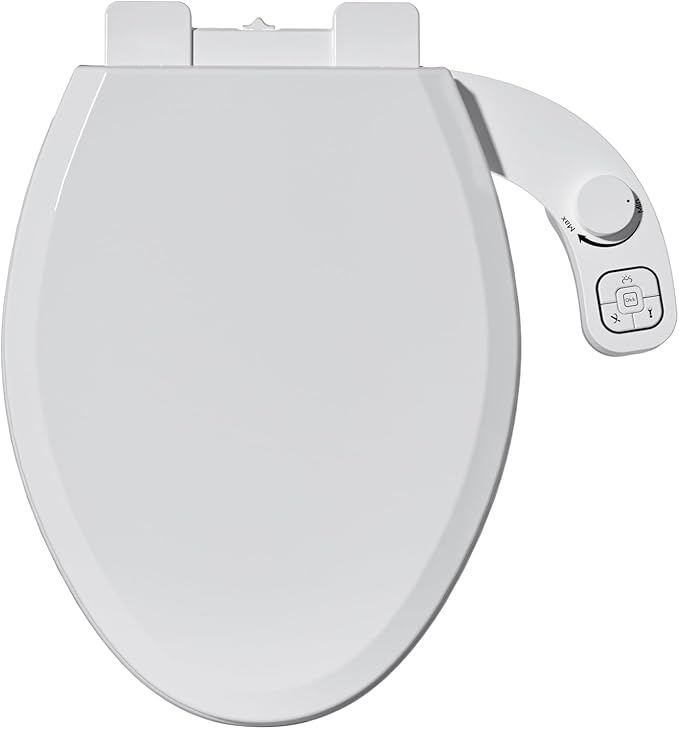 Left Hand Bidet Toilet Seat Non-Electric,Fits Elongated Toilets - Soft Close Lid,Quick-Release for Easy Cleaning - Dual Nozzle System with Self Cleaning,Adjustable Water Pressure