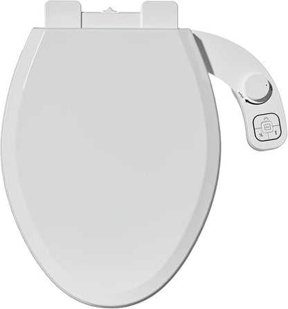 Left Hand Bidet Toilet Seat Non-Electric,Fits Elongated Toilets - Soft Close Lid,Quick-Release for Easy Cleaning - Dual Nozzle System with Self Cleaning,Adjustable Water Pressure