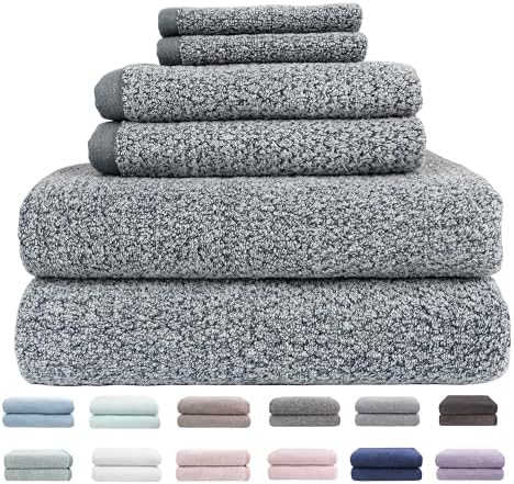 Everplush Diamond Jacquard 6 Pieces Bath Towel Set, Luxury Super Soft Oversized everplush Towels, Highly Absorbent Diamond Jacquard Quick Dry Bath Towel for Bathroom Dusk