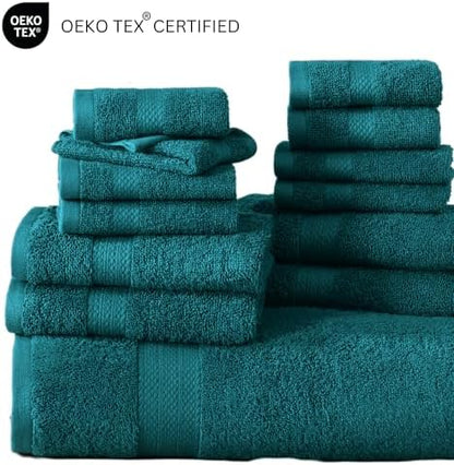 LANE LINEN Bath Towel Set 100% Cotton 18 Piece Soft Absorbent - Sea Port