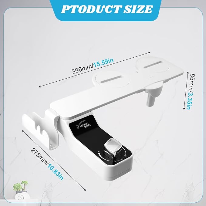 Bidet Attachment for Toilet with Filters, Non-Electric Self Cleaning Dual Nozzle for Bidet Toilet Seat, Adjustable Water Pressure Nozzle(COLOR:white)
