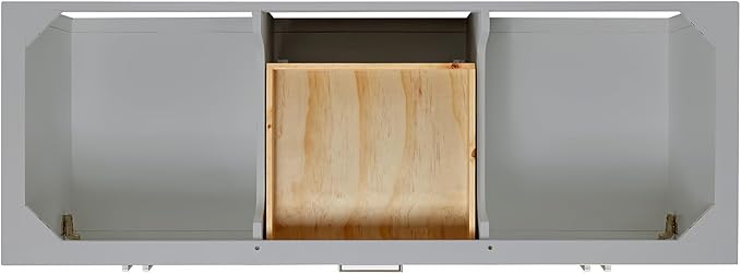 ARIEL Magnolia 60-inch Bathroom Vanity with Sink,Solid Wood, 1.5-inch Carrara White Quartz Countertop & Backsplash, Double Rectangular Porcelain Sink, 4 Soft Closing Doors, 3 Dovetail Drawers, Grey