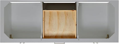 ARIEL Magnolia 60-inch Bathroom Vanity with Sink,Solid Wood, 1.5-inch Carrara White Quartz Countertop & Backsplash, Double Rectangular Porcelain Sink, 4 Soft Closing Doors, 3 Dovetail Drawers, Grey