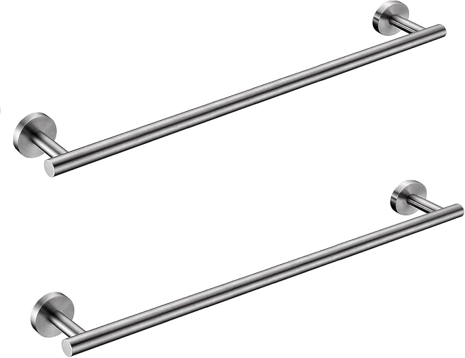 SEIDO Anti-Dropping Towel Holder with 33.3" Hanging Length, Stainless Steel Towel Bar for Bathroom Wall, Double Locking Design Towel Rack for Bathroom, Brushed Nickel, 36 Inch, 2pc