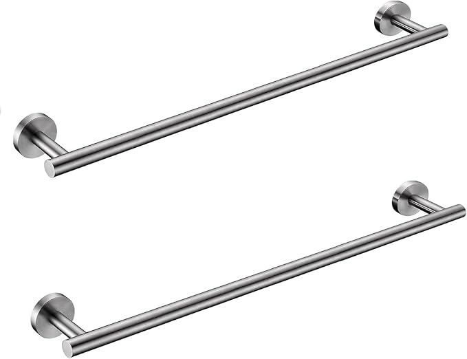 SEIDO Anti-Dropping Towel Holder with 33.3" Hanging Length, Stainless Steel Towel Bar for Bathroom Wall, Double Locking Design Towel Rack for Bathroom, Brushed Nickel, 36 Inch, 2pc