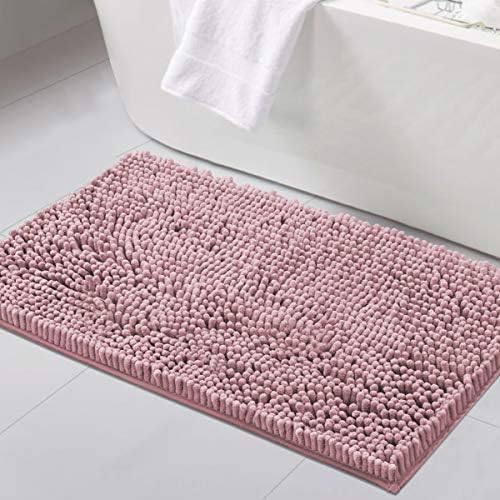 H.VERSAILTEX Bathroom Rugs Bath Mat Bath Rugs Bath Mats for Bathroom Non Slip Extra Thick Buncy Soft Chenille Bath Rug Fulffy Shag, Indoor Rug Carpet for Entry Living Room (Coral Pink, 20" x 32")