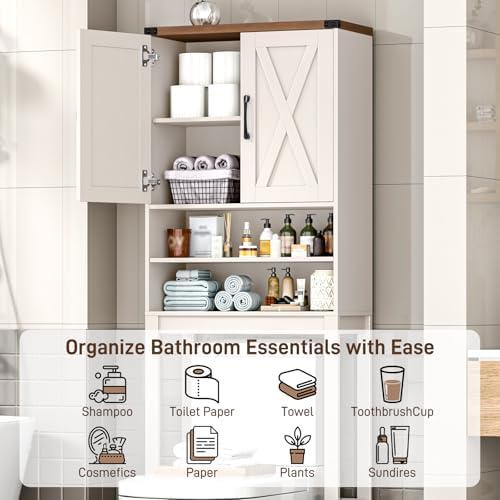 Vabches Over The Toilet Storage Cabinet with Adjustable Shelf, White