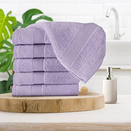 Belizzi Home Ultra Soft 6-Piece Hand Towel Set 16x28-100% Ringspun Cotton - Durable & Highly Absorbent Hand Towels - Ideal for use in Bathroom, Kitchen, Gym, Spa & General Cleaning - Purple