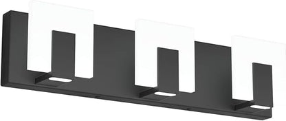 Aipsun 3 Lights Modern Black Vanity Light Up and Down Black LED Vanity Light Fixtures Bathroom Wall Light Over Mirror 6000K