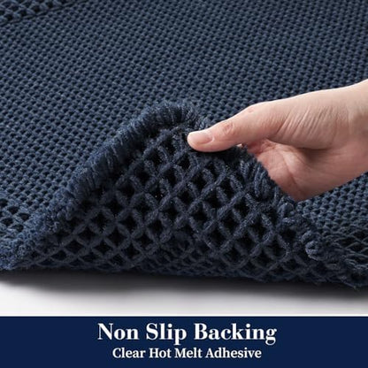 RESARE Waffle Bath Mat for Bathroom, Non Slip Bathroom Rugs 24"x36" Navy
