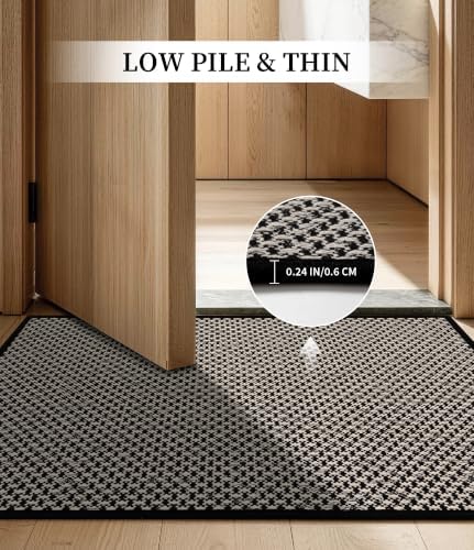 YIHOUSE Black Bathroom Rugs Sets 3 Pieces,Thin Bath Mat Quick Dry