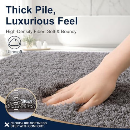 OLANLY Microfiber Bathroom Rugs 34x21, Ultra Soft Bath Mat, Light Grey