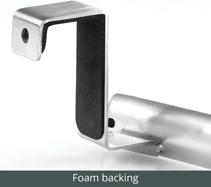 mDesign Steel Over Door Curved Towel Bar Storage, Hanger for Cabinet or Cupboard, Holder Rack for Kitchen, Bathroom - Holds Hand/Dish Towels, Washcloths - Spira Collection - 2 Pack - Chrome