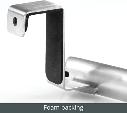 mDesign Steel Over Door Curved Towel Bar Storage, Hanger for Cabinet or Cupboard, Holder Rack for Kitchen, Bathroom - Holds Hand/Dish Towels, Washcloths - Spira Collection - 2 Pack - Chrome