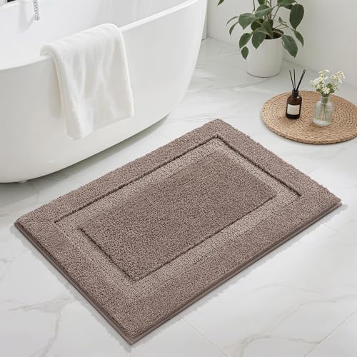 SHACOS Soft Microfiber Bathroom Rugs Set of 2 Pieces, Coffee