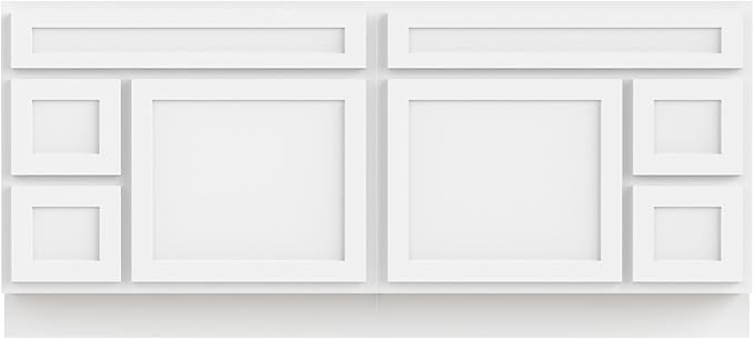 Vanity Art 72 Inch Bathroom Vanity with 2-Door 4-Drawer, Wood Bathroom Vanity Cabinet with Soft Closing Drawer, Floor Mounted White Cabinet Without Top VA4072-LRW
