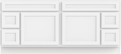 Vanity Art 72 Inch Bathroom Vanity with 2-Door 4-Drawer, Wood Bathroom Vanity Cabinet with Soft Closing Drawer, Floor Mounted White Cabinet Without Top VA4072-LRW