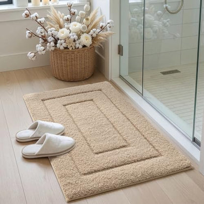 DEXI Bathroom Rugs 24x16, Non-Slip and Absorbent Bath Mat, Beige