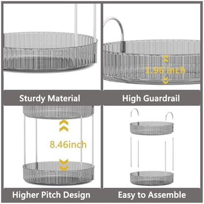 Asayuee 360 Rotating Makeup Organizer,3 Tier Large Capacity Make Up Organizers and Storage,Makeup Organizer for Bathroom,Cosmetic Perfume Stand Organizer(Grey-3 Tier)