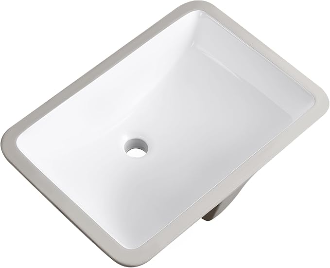 Undermount Bathroom Sink 21x15 Inch Small Bathroom Sink White Porcelain Ceramic Bathroom Under Counter Lavatory Vanity Sink Basin Rectangular Undermount Sinks with Overflow