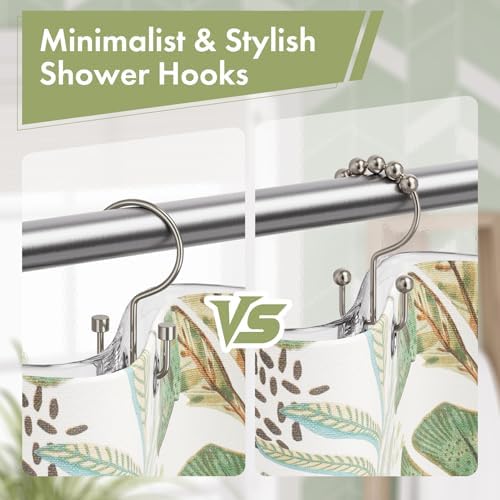 Amazer Nickel Shower Curtain Hooks, 12PCS Minimalist Simple Double Shower Curtain Rings, Rust-Resistant Metal Shower Hooks, Cylinders Shower Rings for Bathroom Shower Rods Curtains