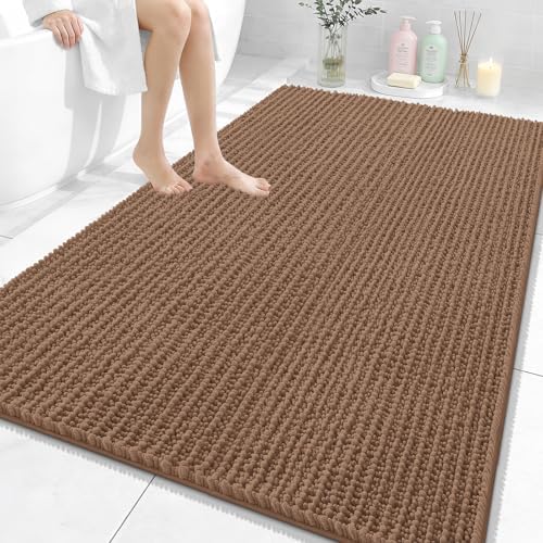 OLANLY Large Bathroom Rugs 59x35, Thick Soft Absorbent Chenille Bath Rugs
