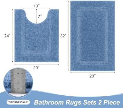 SHACOS Soft Microfiber Bathroom Rugs Set 2 Pieces with Toilet Rug