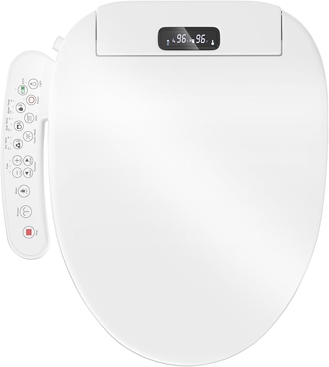 Upgrade Bidet Toilet Seat Elongated, Rear and Feminine Wash, Unlimited Warm Water, Heated Seat, Warm Air Drying, Soft Close Lid, Sense Seat