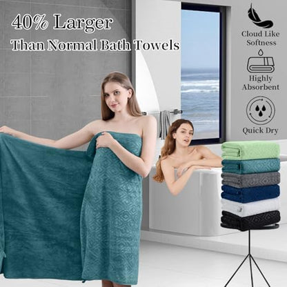 Bath Towel Set of 4 Extra Large Bath Sheet 35"x70" Oversized Bath Towel Soft Microfiber Bathroom Towel for Adults Highly Absorbent Quick Dry Towel for Bathroom,Hotel,Shower Bath Sheet Turquoise