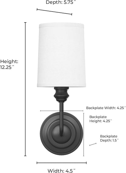 ML Lighting | Leena Collection | 99801-PN | Indoor 1 Light Wall Sconce in Polished Nickel with White Fabric Shade | Elegant and Versatile Design for Any Bathroom