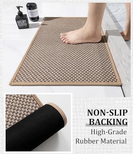 YIHOUSE Khaki Bathroom Rugs Sets 5 Pieces,Thin Bath Mat Quick Dry