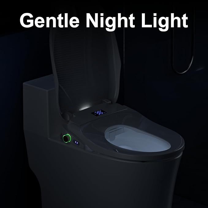 Bidet Toilet Seat Elongated,Instant Heating, Feminine Wash And Front And Rear Wash, Adjustable Temperature, Wireless Remote Control, Self-Cleaning Nozzle, LED Light, Slow-Down Function,Easy To Install