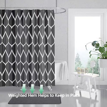 LLSCL Fabric Shower Curtain Liner with Magnets, Black Grid Waterproof Hotel Quality, 72 x 72 Machine Washable