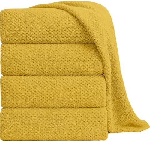 Smuge Extra Large Bath Towel Sheet Set 35x70 Inches - Oversized Bath Towels Set,Jumbo Large Microfiber - Quick Dry,Super Soft,Highly Absorbent Towel Set for Bathroom,Hotel,SPA,Pack of 4(Sweet Yellow)