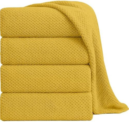 Smuge Extra Large Bath Towel Sheet Set 35x70 Inches - Oversized Bath Towels Set,Jumbo Large Microfiber - Quick Dry,Super Soft,Highly Absorbent Towel Set for Bathroom,Hotel,SPA,Pack of 4(Sweet Yellow)