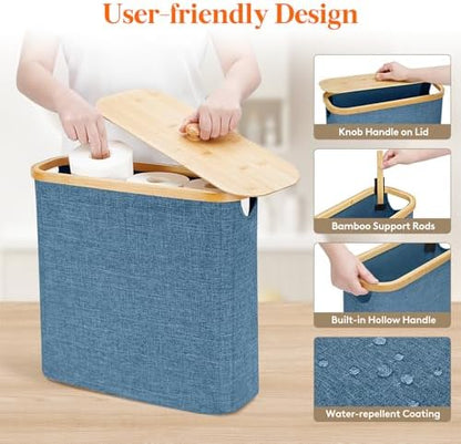 Lifewit Toilet Paper Storage Holder, Extra Large Stand Basket 30L Dark Blue