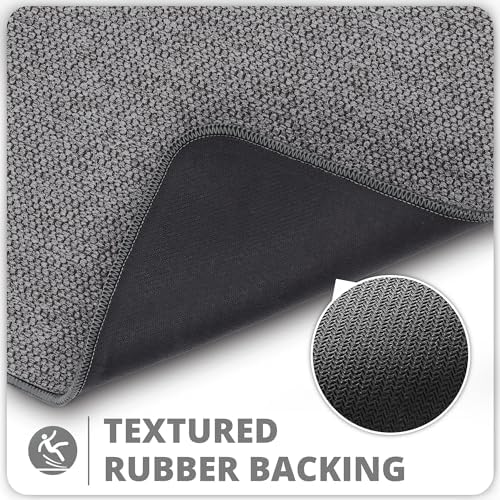 Bosap Bath Mat,Ultra Thin Bathroom Runner Rugs,Large Bath Mats for Bathroom,Quick Dry,Non-Slip,Machine Washable,Low Pile,Bath Rug,Shower Outside,Sink,Home Decor Accessories.Dark Grey,3'x4'(36x48inch)