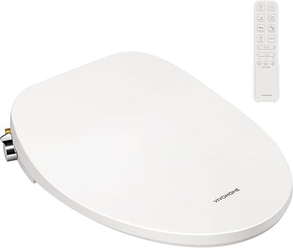 VIVOHOME Smart Heated Bidet Toilet Seat with Remote Control, Self-Cleaning Dual Nozzles for Rear and Front Cleansing, Adjustable Temperature Settings with Warm Air Dryer, Soft Close Lid, Nightlight