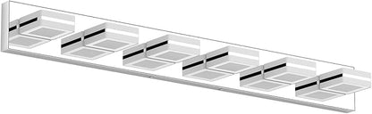 Ralbay Modern 6 Light Vanity Light Chrome Bathroom Vanity Lighting Fixtures Over Mirror Acrylic Up and Down Chrome Bathroom Wall Mounted Lights