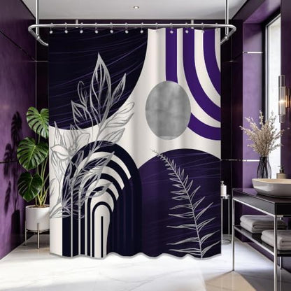 Dark Purple and Grey Extra Long Shower Curtain, Tall 72X96 in