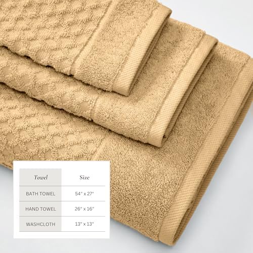 Great Bay Home Bath Towels - 100% Cotton 6 Piece Towel Set - Diamond Waffle Weave - Absorbent, Durable, Quick-Dry Towels for Bathroom (Sand)