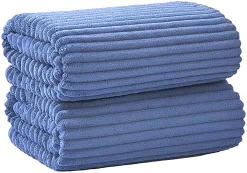 2 Piece Bath Sheets, 40"x80" Microfiber Bath Towels, Blue