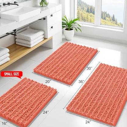 Smiry Bathroom Rugs 36X24, Extra Soft Rubber Backing Chenille Bath Mats