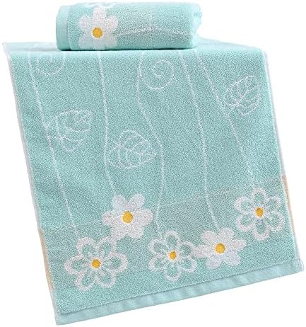 YiLUOMO Green Hand Towel Set of 2 Flower Pattern Highly Absorbent Quick Dry 100% Cotton Hand Towels for Bathroom, Hotels, Travel, Spa 13" X 29"