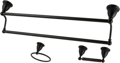 Kingston Brass BAK175348MB Heritage 3-Piece 24-Inch Dual Towel Bar Bathroom Accessory Set in Matte Black